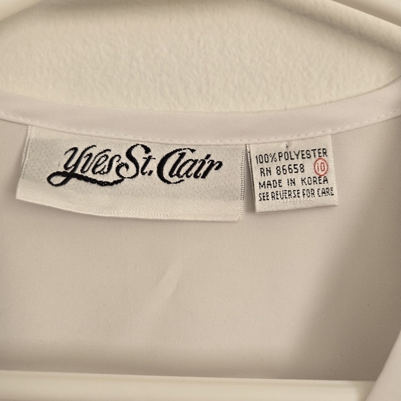 Yves St. Clair Vintage White Blouse Embroidered Floral Size 10 #231 - Picture 5 of 5